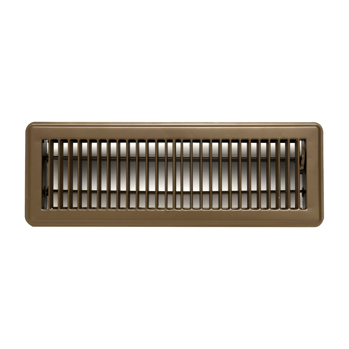 4"x14" Heavy Duty Steel Floor Register, Louvered Air Vent with Adjustable Damper | Brown | Out. Dim.: 15-1/2"W X 5-3/4"H