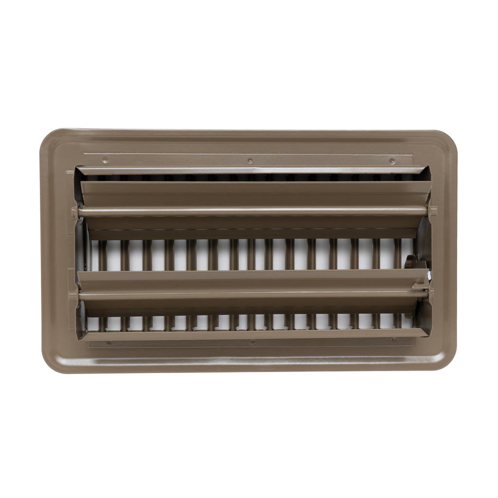 4"x8" Heavy Duty Steel Floor Register, Louvered Air Vent with Adjustable Damper | Brown | Out. Dim.: 5-1/2"W X 9-3/4"H