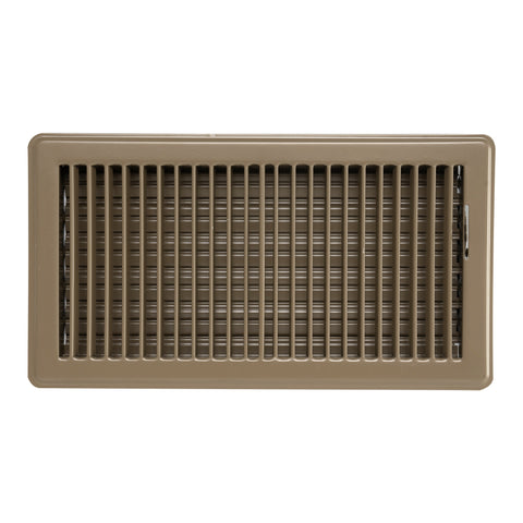 6" x 12" [Duct Opening]  Floor Register with Louvered Design | Heavy Duty Walkable Design with Damper | Floor Vent Grille | Easy to Adjust Air Supply lever | Brown | Outer Dimensions: 7.75" X 13.5"