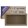 Handua HVAC Brown Floor Register with Louvered Design | Heavy Duty Walkable Design with Damper| Multipack