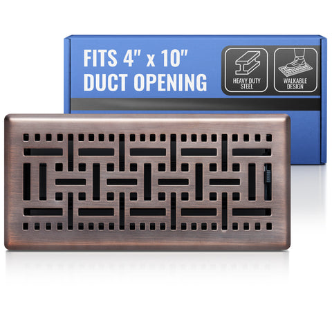 4 x 10-inch Bronze Steel decorative floor register, packaging