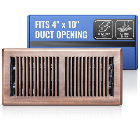 4 x 10-inch Bronze Steel decorative floor register, packaging