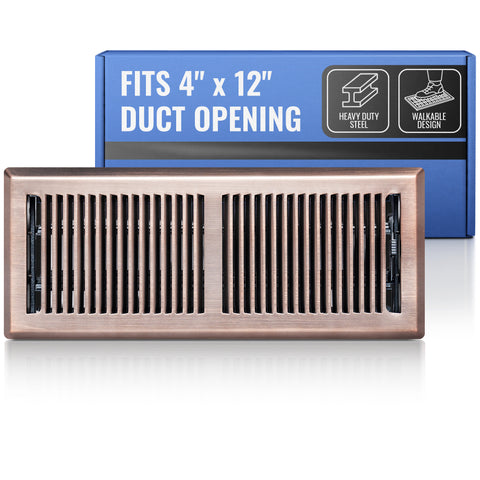 4 x 12-inch Bronze Steel decorative floor register, packaging
