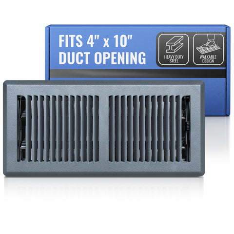 4 x 10-inch Dark Gray Steel decorative floor register, packaging