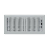 4"x10" Light Gray Steel Floor Register, Walkable Heavy-Duty Contemporary Louvered Vent Cover with Damper