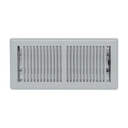 4 x 10-inch Light Gray Steel decorative floor register, front view