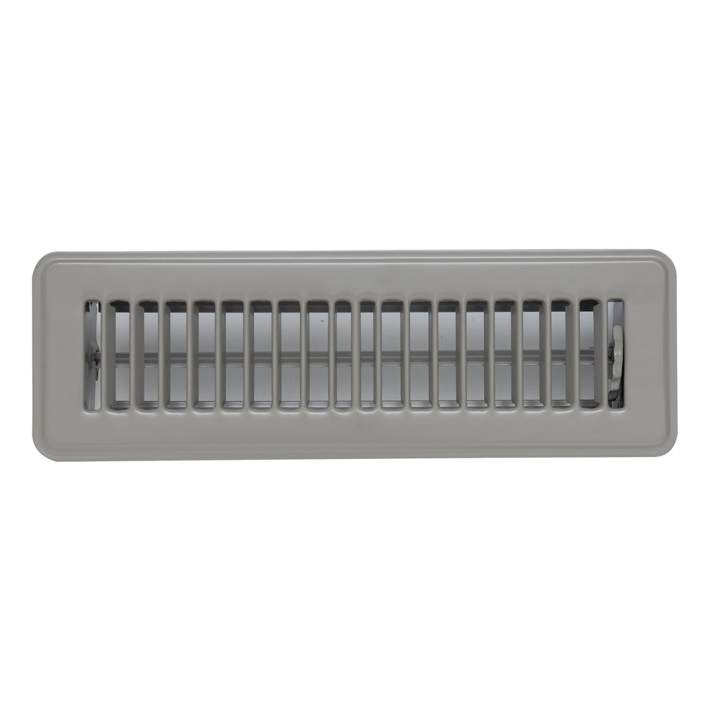 2"x10" Heavy Duty Steel Floor Register, Louvered Air Vent with Adjustable Damper | Gray | Out. Dim.: 3-3/4"W X 11-3/4"H