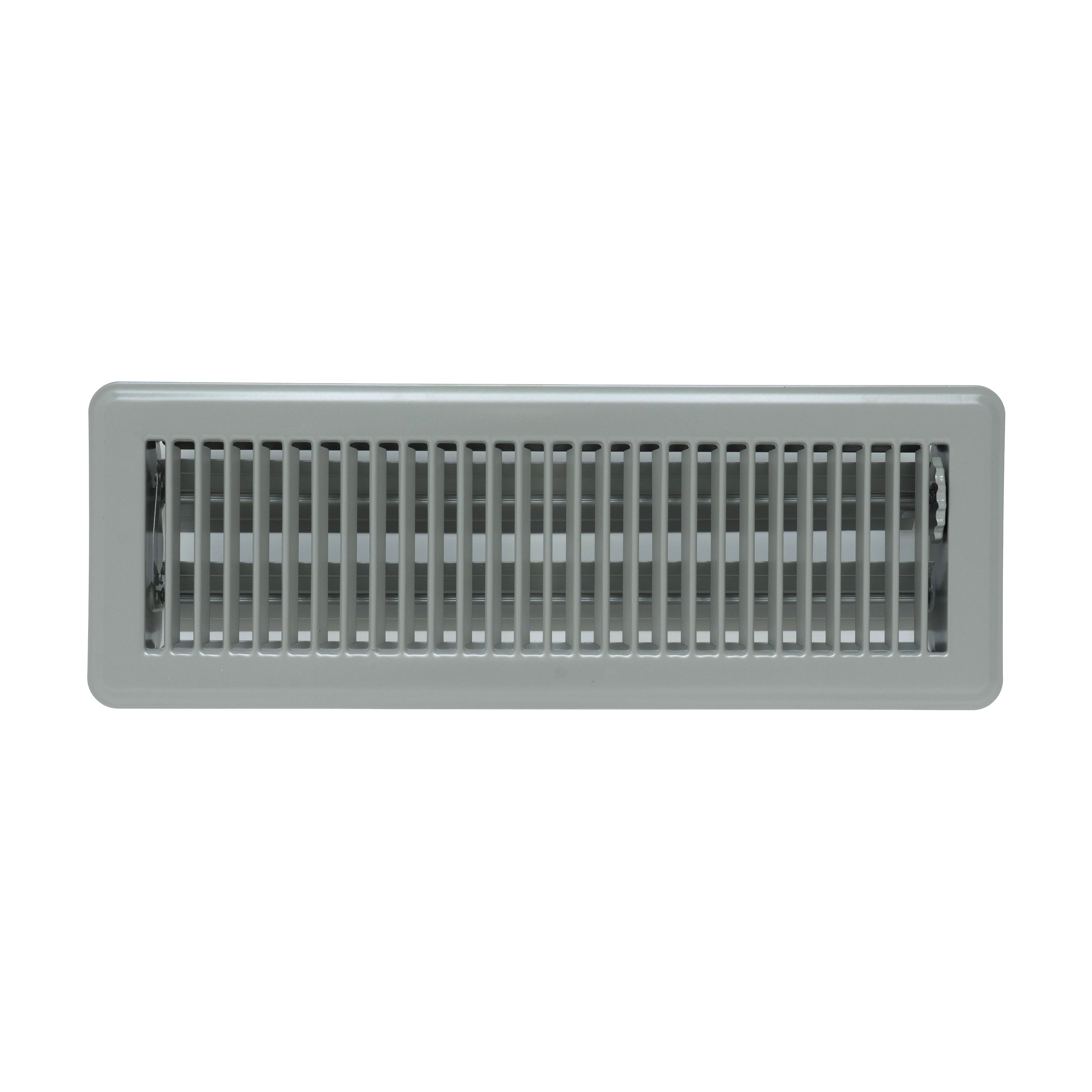 4 x 14-inch Gray Steel floor supply register, front view