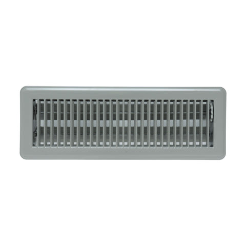 4 x 14-inch Gray Steel floor supply register, front view