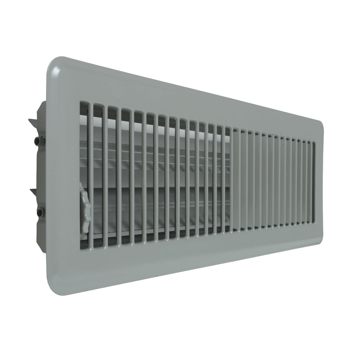 4"x14" Heavy Duty Steel Floor Register, Louvered Air Vent with Adjustable Damper | Gray | Out. Dim.: 5-3/4"W X 15-3/4"H