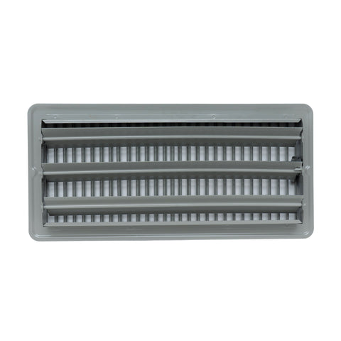 6"x14" Heavy Duty Steel Floor Register, Louvered Air Vent with Adjustable Damper | Gray | Out. Dim.: 7-3/4"W X 15-3/4"H