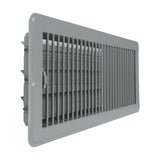6"x14" Heavy Duty Steel Floor Register, Louvered Air Vent with Adjustable Damper | Gray | Out. Dim.: 7-3/4"W X 15-3/4"H