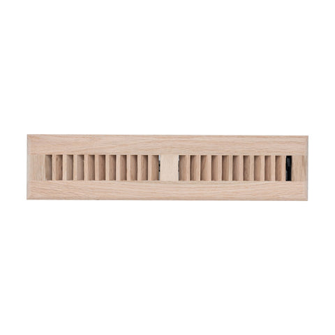 2"x14" Heavy Duty Steel Floor Register, Louvered Air Vent with Adjustable Damper | Oak | Out. Dim.: 3-3/4"W X 15-3/4"H