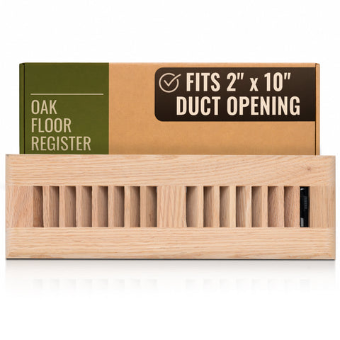 2 x 10-inch Oak Wood floor supply register, packaging