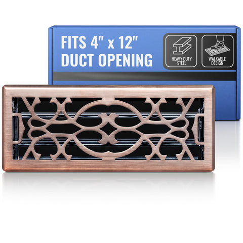 4 x 12-inch Bronze Steel decorative floor register, packaging