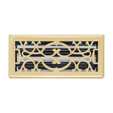 4x10 Polished Brass Steel Floor Register, Walkable Heavy-Duty Victorian Vent Cover with Damper