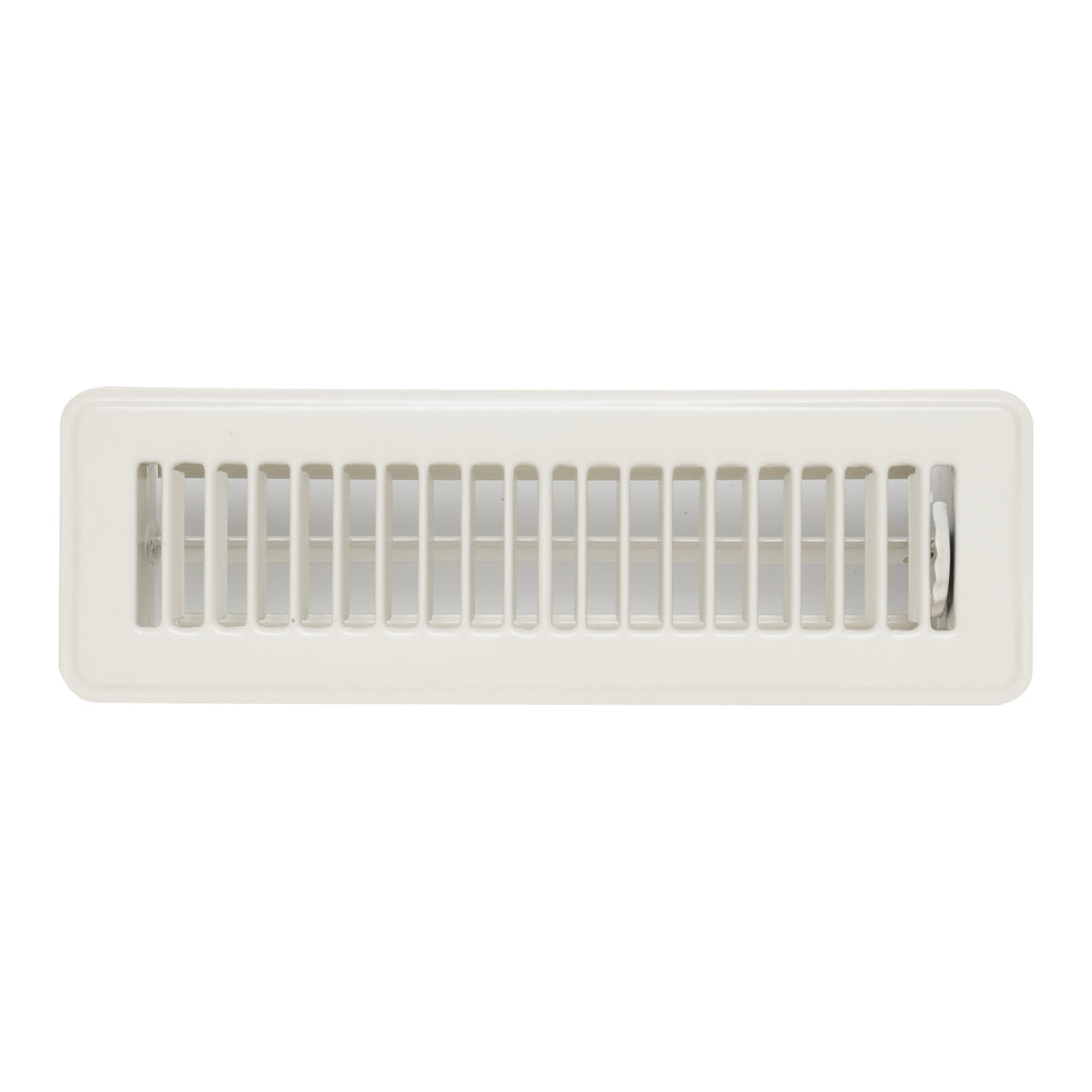 2"x10" Heavy Duty Steel Floor Register, Louvered Air Vent with Adjustable Damper | White | Out. Dim.: 3-3/4"W X 11-3/4"H