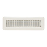 2"x10" Heavy Duty Steel Floor Register, Louvered Air Vent with Adjustable Damper | White | Out. Dim.: 3-3/4"W X 11-3/4"H