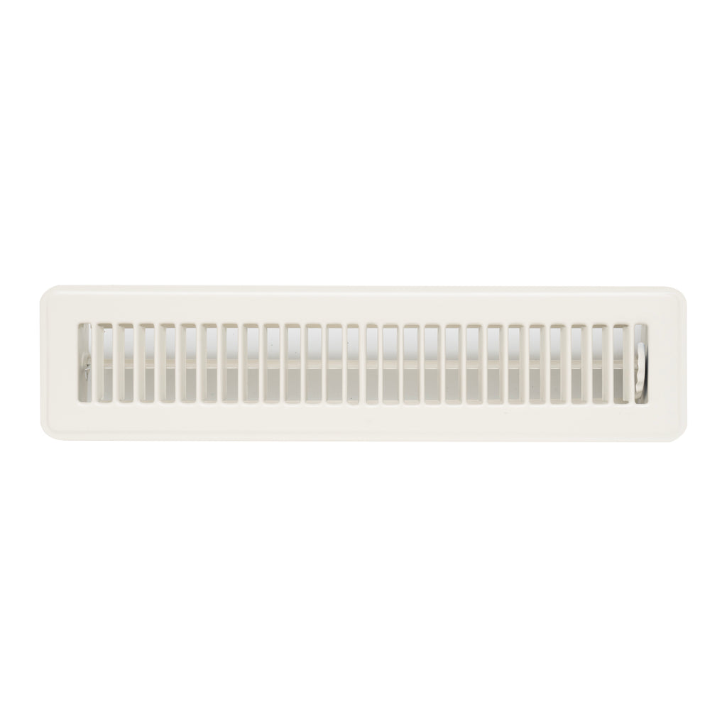 2"x14" Heavy Duty Steel Floor Register, Louvered Air Vent with Adjustable Damper | White | Out. Dim.: 3-3/4"W X 15-3/4"H