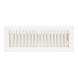 3"x10" Heavy Duty Steel Floor Register, Louvered Air Vent with Adjustable Damper | White | Out. Dim.: 11-3/4"W X 4-3/4"H
