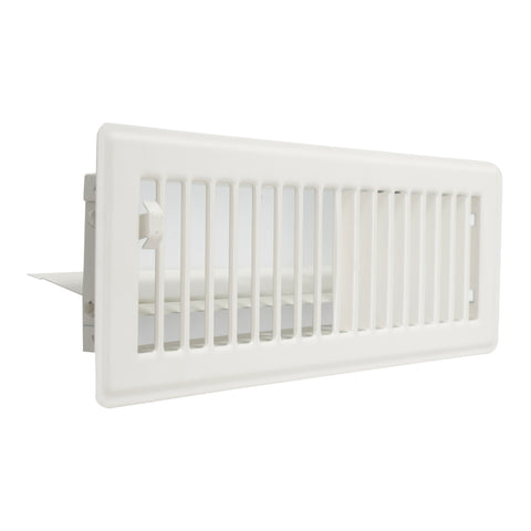 3"x10" Heavy Duty Steel Floor Register, Louvered Air Vent with Adjustable Damper | White | Out. Dim.: 11-3/4"W X 4-3/4"H