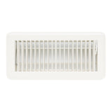 4"x10" Heavy Duty Steel Floor Register, Louvered Air Vent with Adjustable Damper | White | Out. Dim.: 11-3/4"W X 5-3/4"H