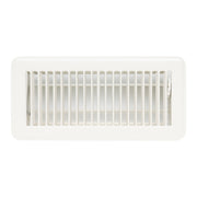 4 x 10-inch White Steel floor supply register, front view