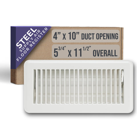 Handua HVAC White Floor Register with Louvered Design | Heavy Duty Walkable Design with Damper| Multipack