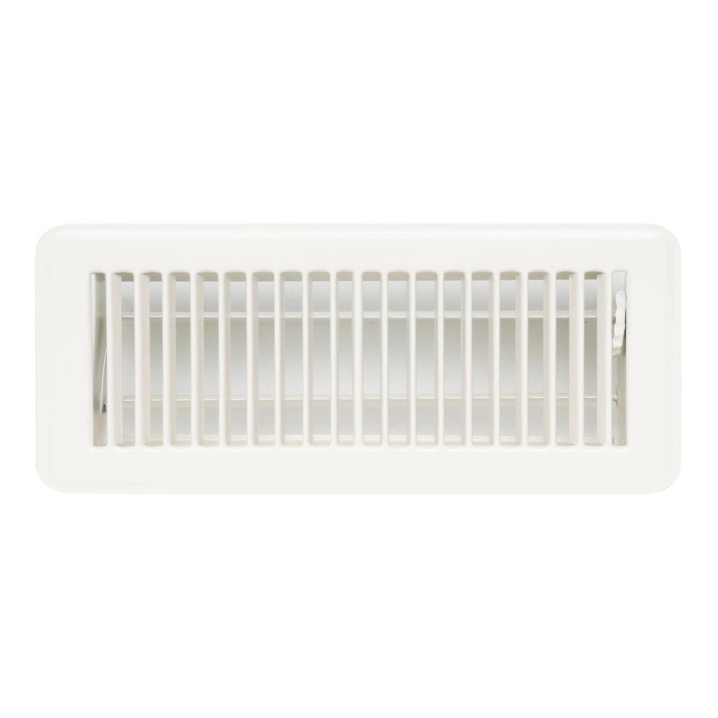 4"x12" Heavy Duty Steel Floor Register, Louvered Air Vent with Adjustable Damper | White | Out. Dim.: 13-3/4"W X 5-3/4"H