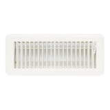 4"x12" Heavy Duty Steel Floor Register, Louvered Air Vent with Adjustable Damper | White | Out. Dim.: 13-3/4"W X 5-3/4"H