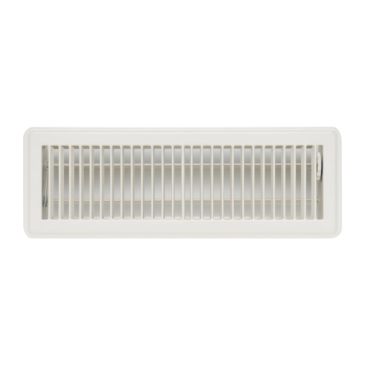 4"x14" Heavy Duty Steel Floor Register, Louvered Air Vent with Adjustable Damper | White | Out. Dim.: 5-3/4"W X 15-3/4"H