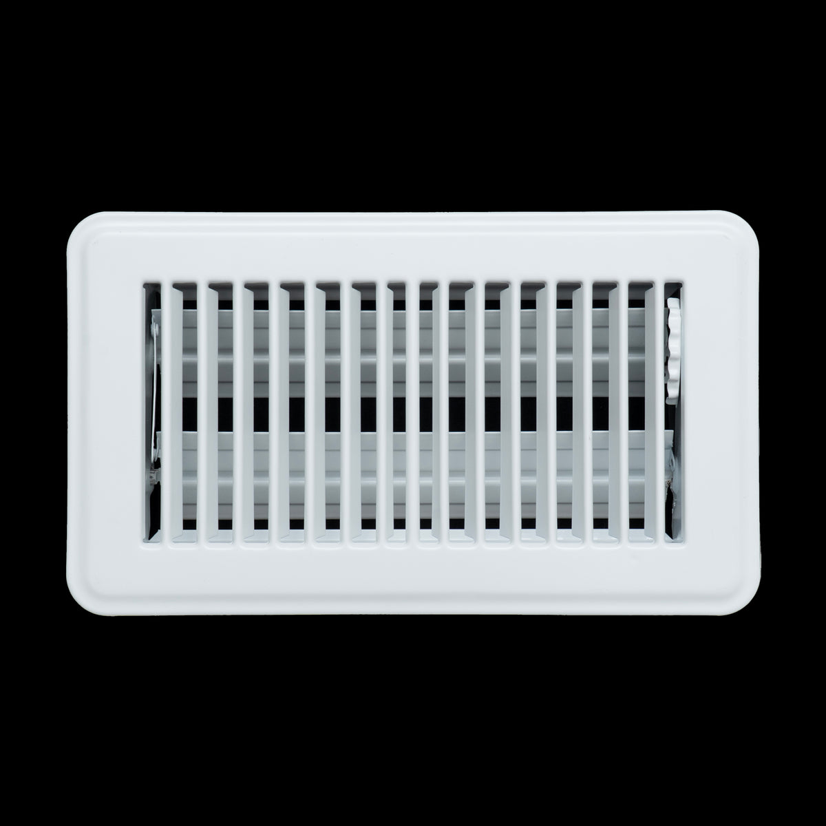 4"x8" White Steel Floor Register, Walkable Heavy-Duty Louvered Vent Cover with Damper