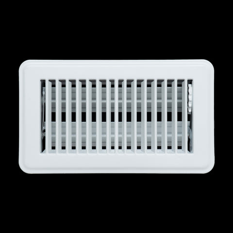 4"x8" White Steel Floor Register, Walkable Heavy-Duty Louvered Vent Cover with Damper