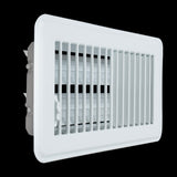 4"x8" Heavy Duty Steel Floor Register, Louvered Air Vent with Adjustable Damper | White | Out. Dim.: 5-3/4"W X 9-3/4"H