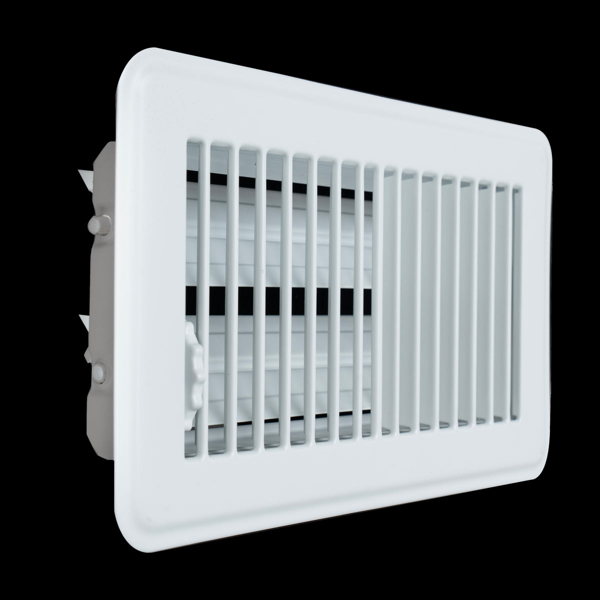 4"x8" Heavy Duty Steel Floor Register, Louvered Air Vent with Adjustable Damper | White | Out. Dim.: 5-3/4"W X 9-3/4"H