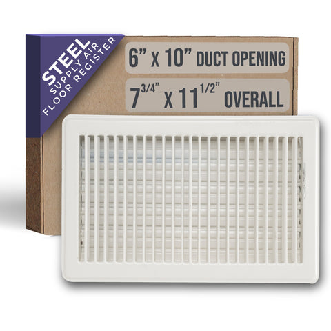 Handua HVAC White Floor Register with Louvered Design | Heavy Duty Walkable Design with Damper| Multipack