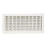 6"x14" Heavy Duty Steel Floor Register, Louvered Air Vent with Adjustable Damper | White | Out. Dim.: 7-3/4"W X 15-3/4"H