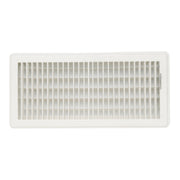 6 x 14-inch White Steel floor supply register, front view
