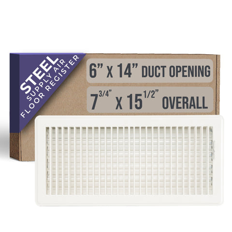 Handua HVAC White Floor Register with Louvered Design | Heavy Duty Walkable Design with Damper| Multipack