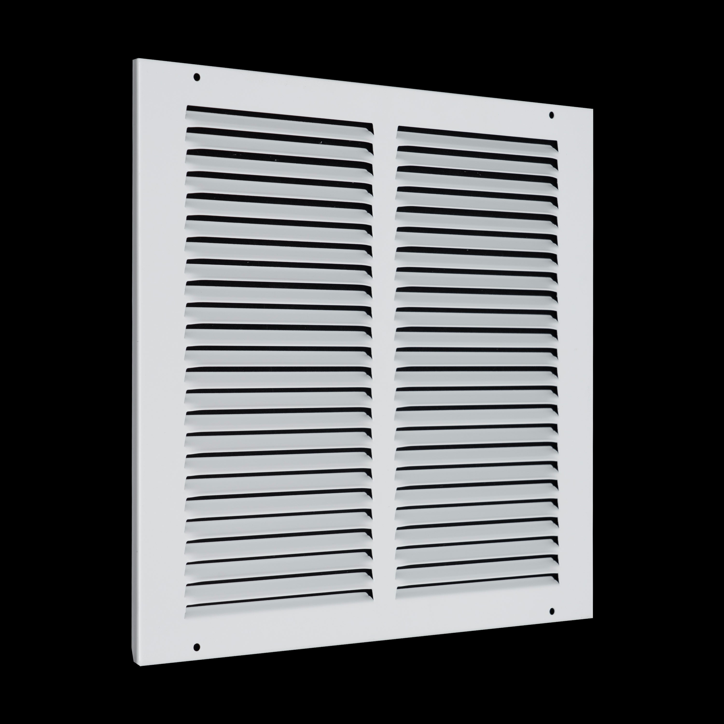 12 x 12-inch White Steel flat stamped return grille, angled view