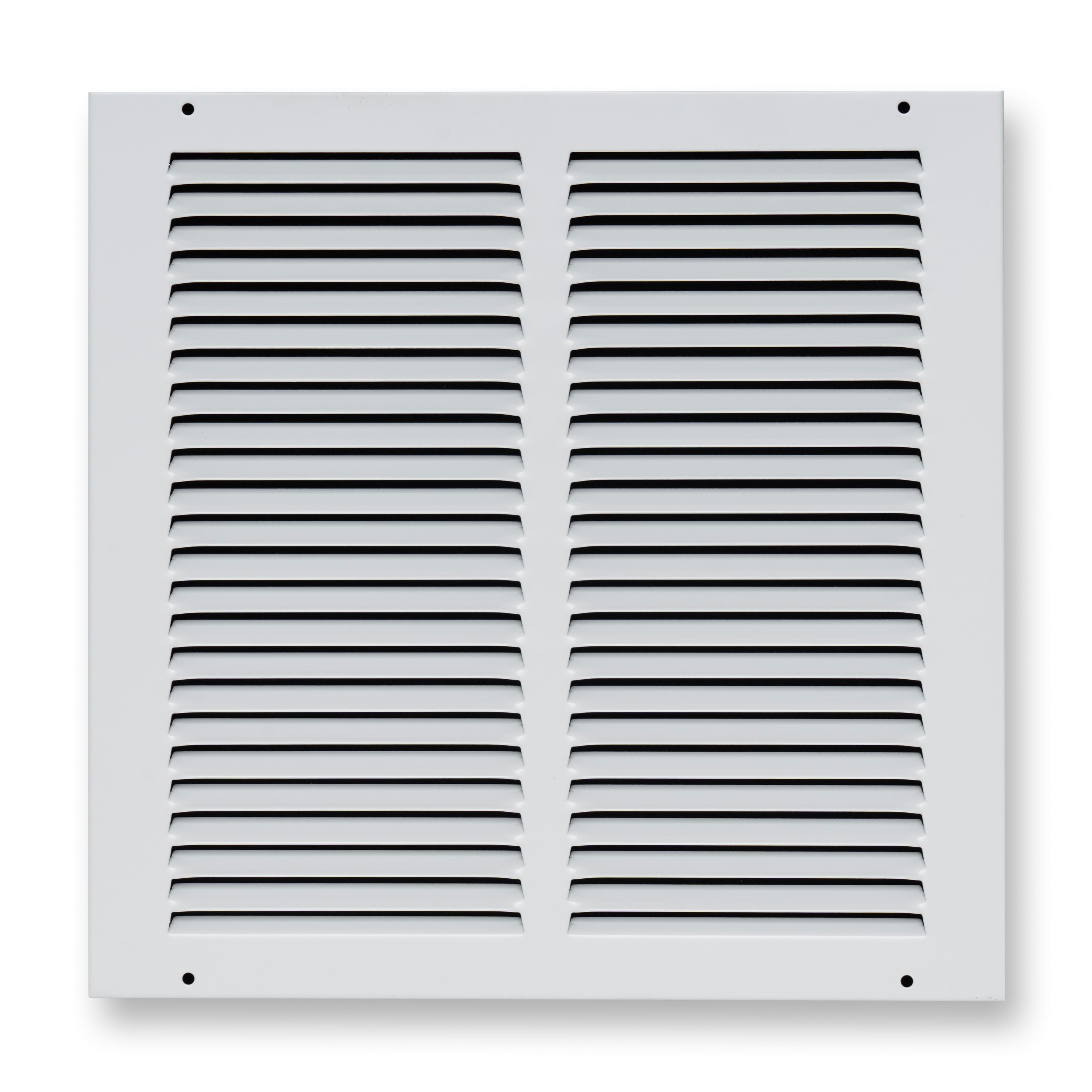 12 x 12-inch White Steel flat stamped return grille, front view 2