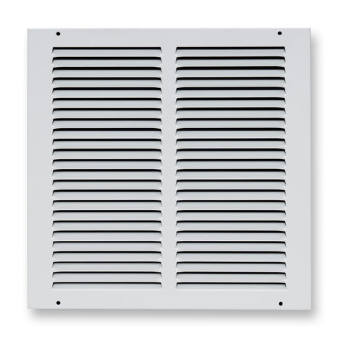 12 x 12-inch White Steel flat stamped return grille, front view 2