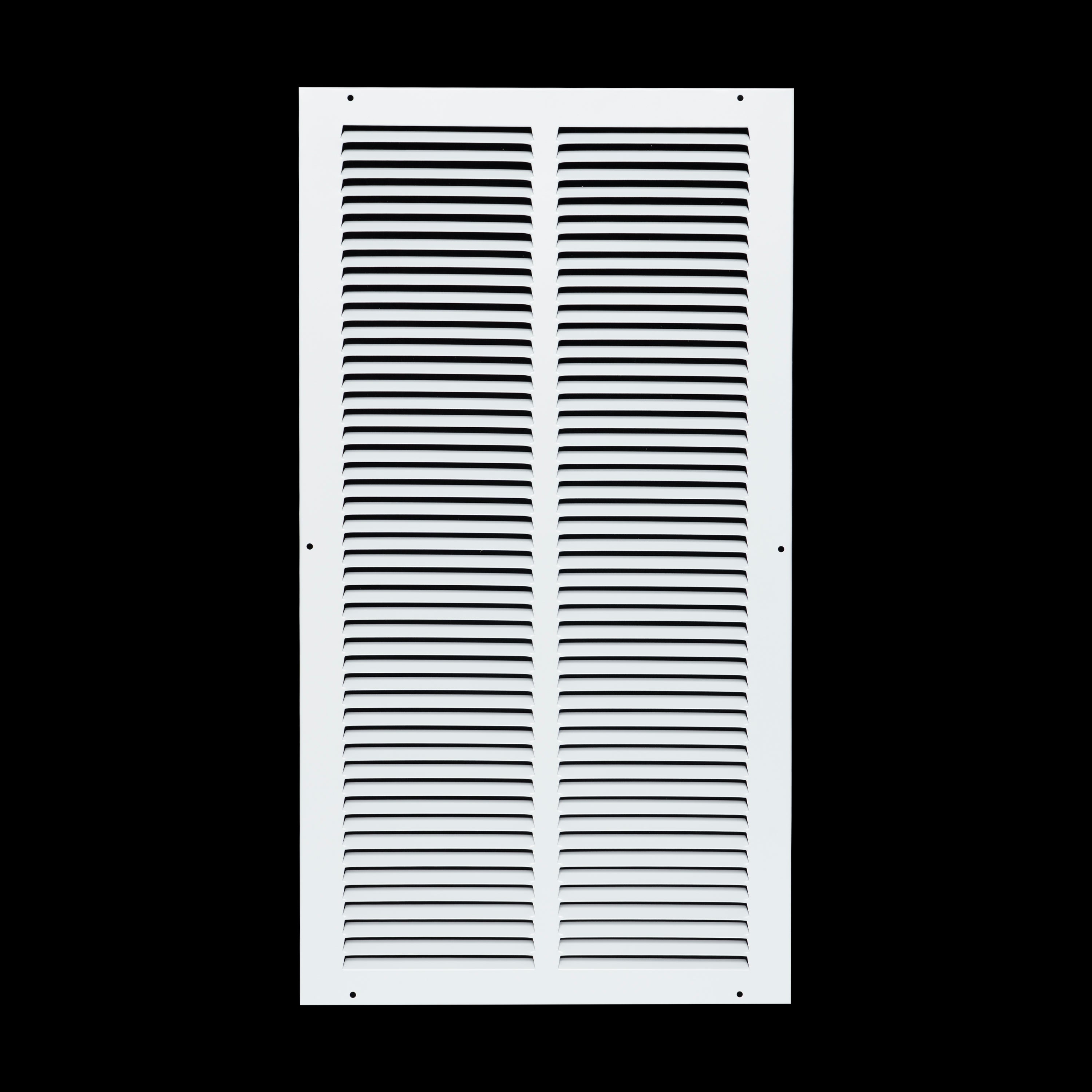 12 x 24-inch White Steel flat stamped return grille, front view