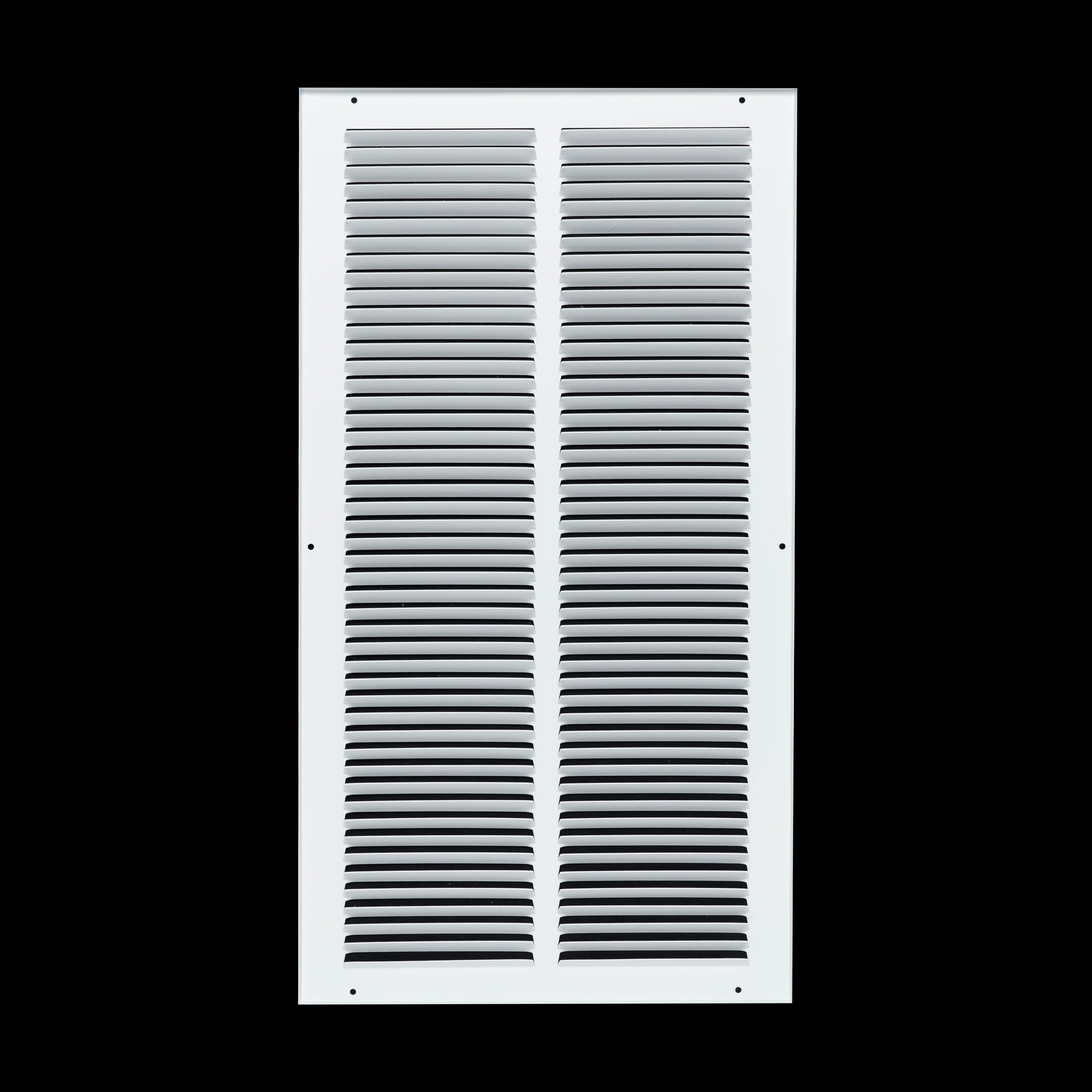 12 x 24-inch White Steel flat stamped return grille, rear view