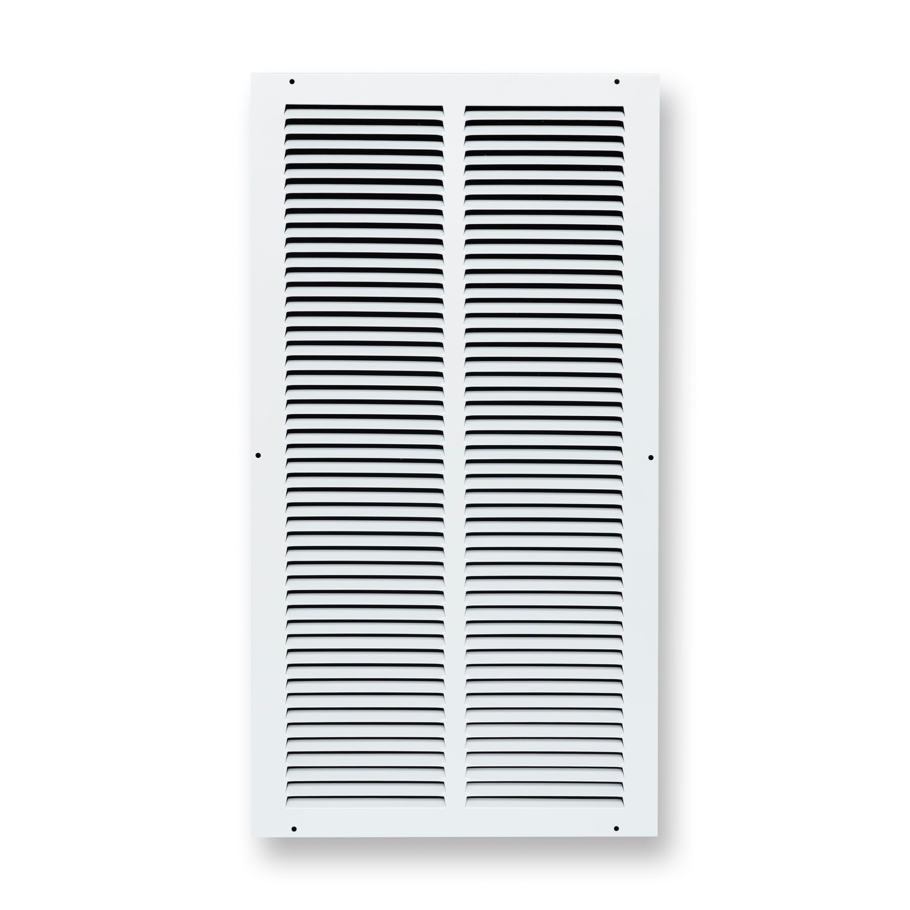 12 x 24-inch White Steel flat stamped return grille, front view 2