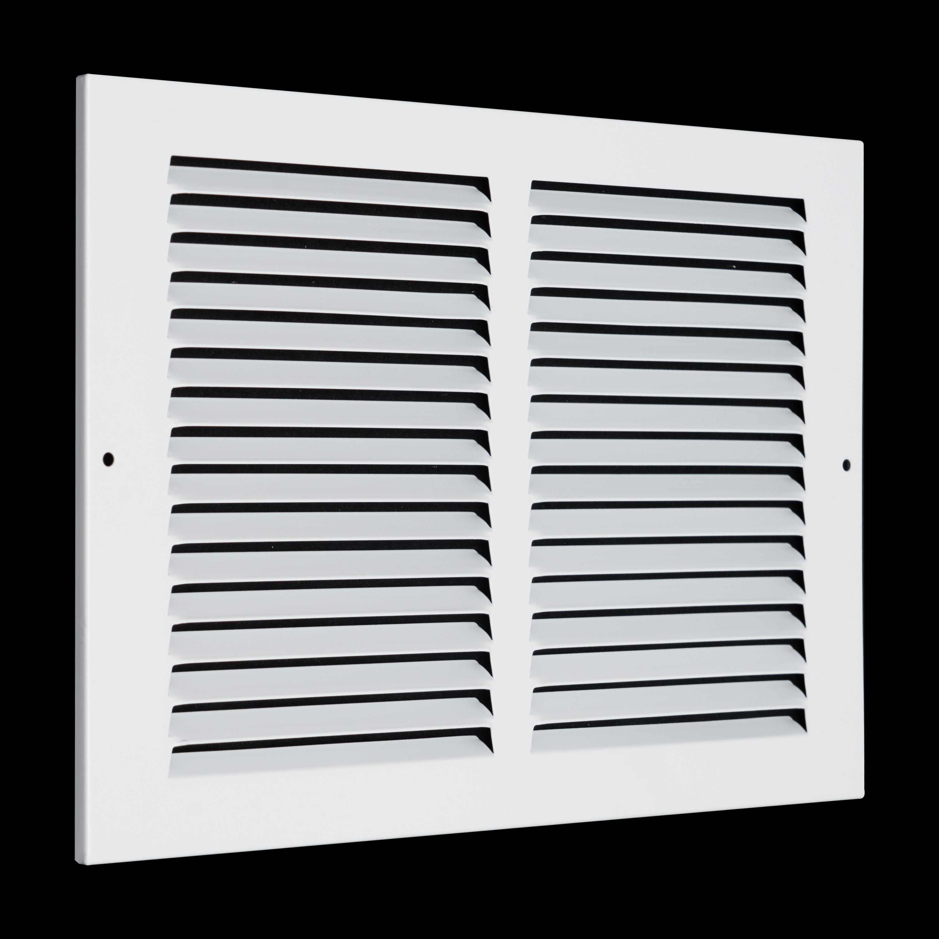 12 x 8-inch White Steel flat stamped return grille, angled view