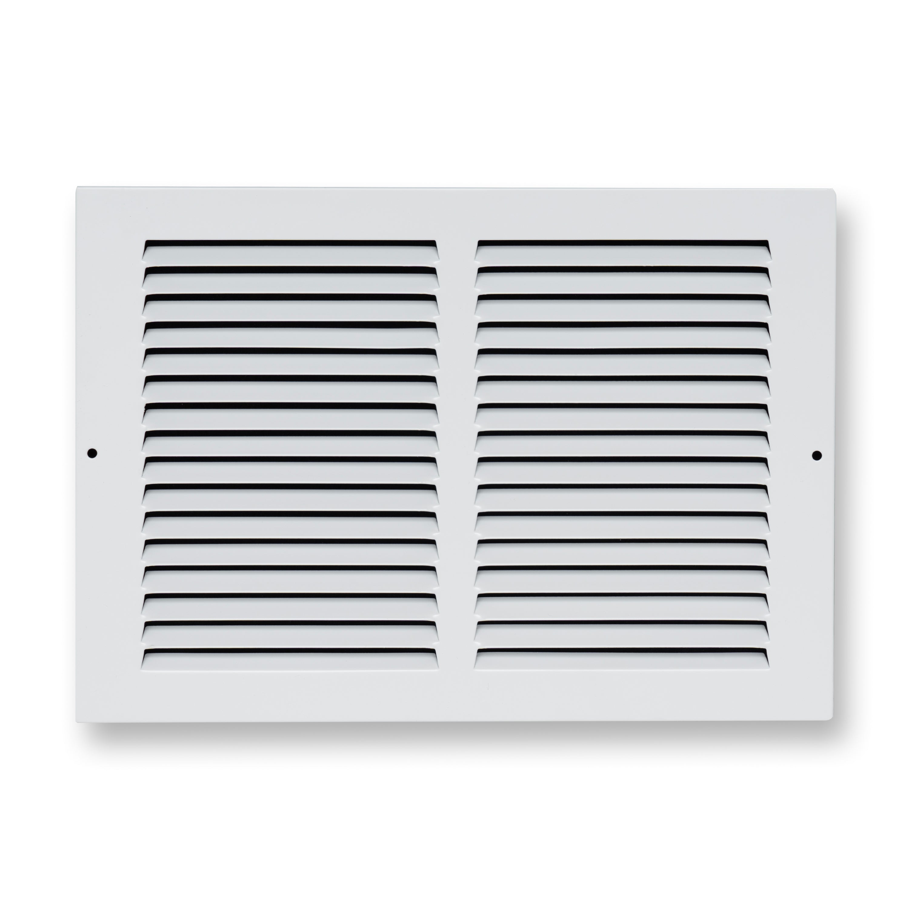 12 x 8-inch White Steel flat stamped return grille, front view 2