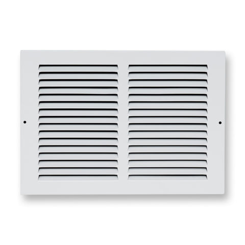 12 x 8-inch White Steel flat stamped return grille, front view 2
