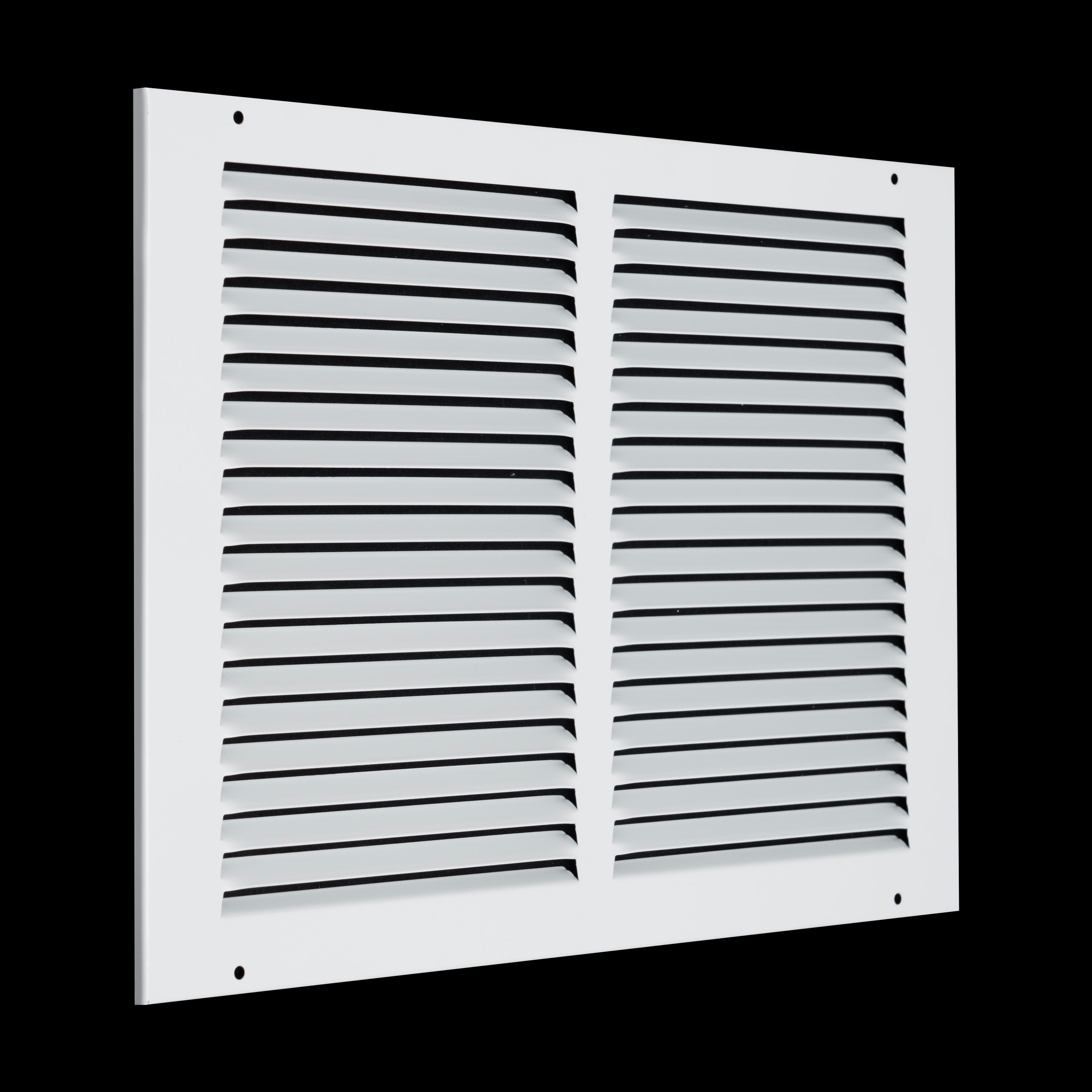 14 x 10-inch White Steel flat stamped return grille, angled view