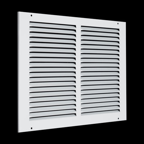 14 x 10-inch White Steel flat stamped return grille, angled view